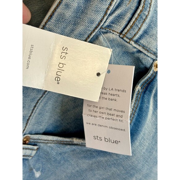 STS BLUE Molly Womens Blue Jean Denim Shorts Size 35 / 20 High Waist Distressed - Picture 5 of 11